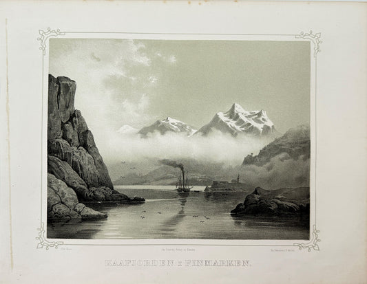 Antique Landscape Print - Adolph Tidemand - Kaafjorden in Finnmark - Norwey - F4