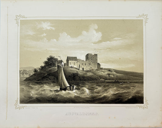 Antique Landscape Print - Adolph Tidemand - View of Avaldsnes - Norway - F4