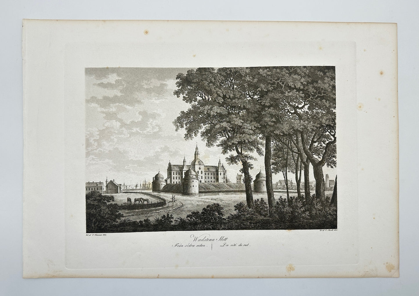 Antique Engraving - Ulrik Thersner - View of Swedish Castle in Sweden - E3