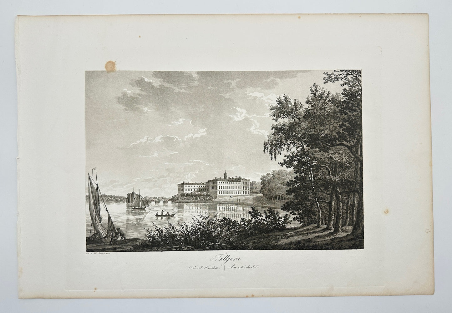 Antique Engraving - Ulrik Thersner - View of Tullgarn Castle in Sweden - E3