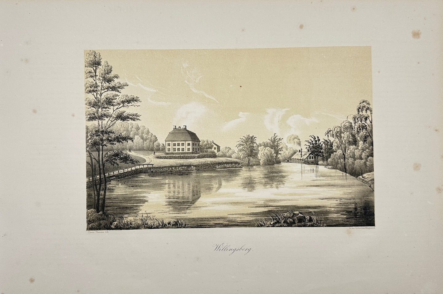 Antique Engraving - Ulrik Thersner - View of Villingsberg Manor in Sweden - E3