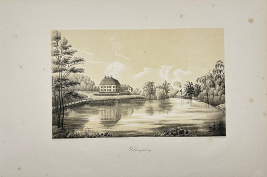 Antique Engraving - Ulrik Thersner - View of Villingsberg Manor in Sweden - E3