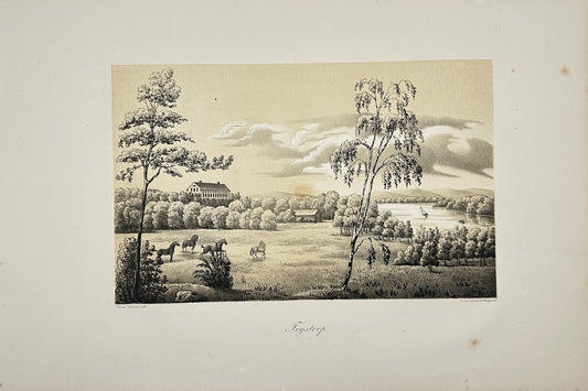 Original Antique Engraving - Ulrik Thersner - View of Trystorp in Sweden - E3