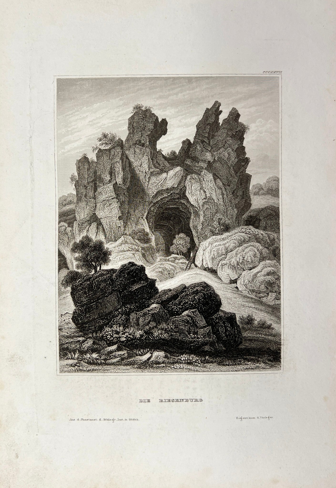 Antique Engraving - Carl Joseph Meyer - The Giant Castle - Germany - E5