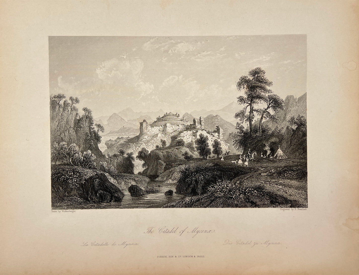 Original Antique Print - Carl Joseph Meyer - The Citadel of Mycena - E5