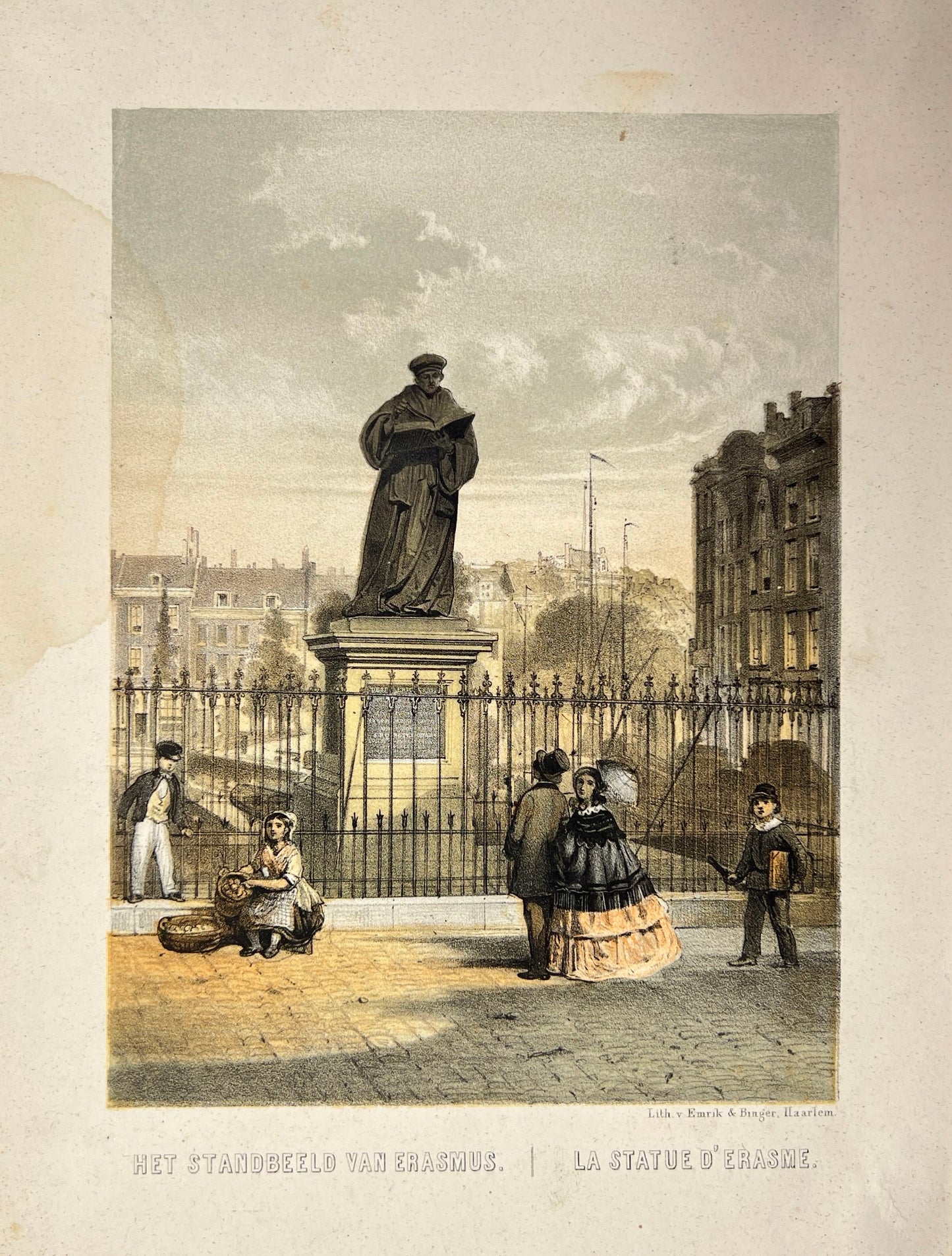 Antique Print - Meyer - La Statue Derasme, Het Standbeeld van Erasmus - E5