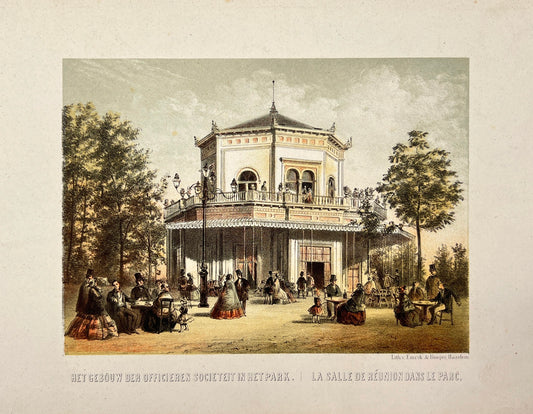 Antique Print - Meyer - The Building of the Officers Society in Hetpark - E5