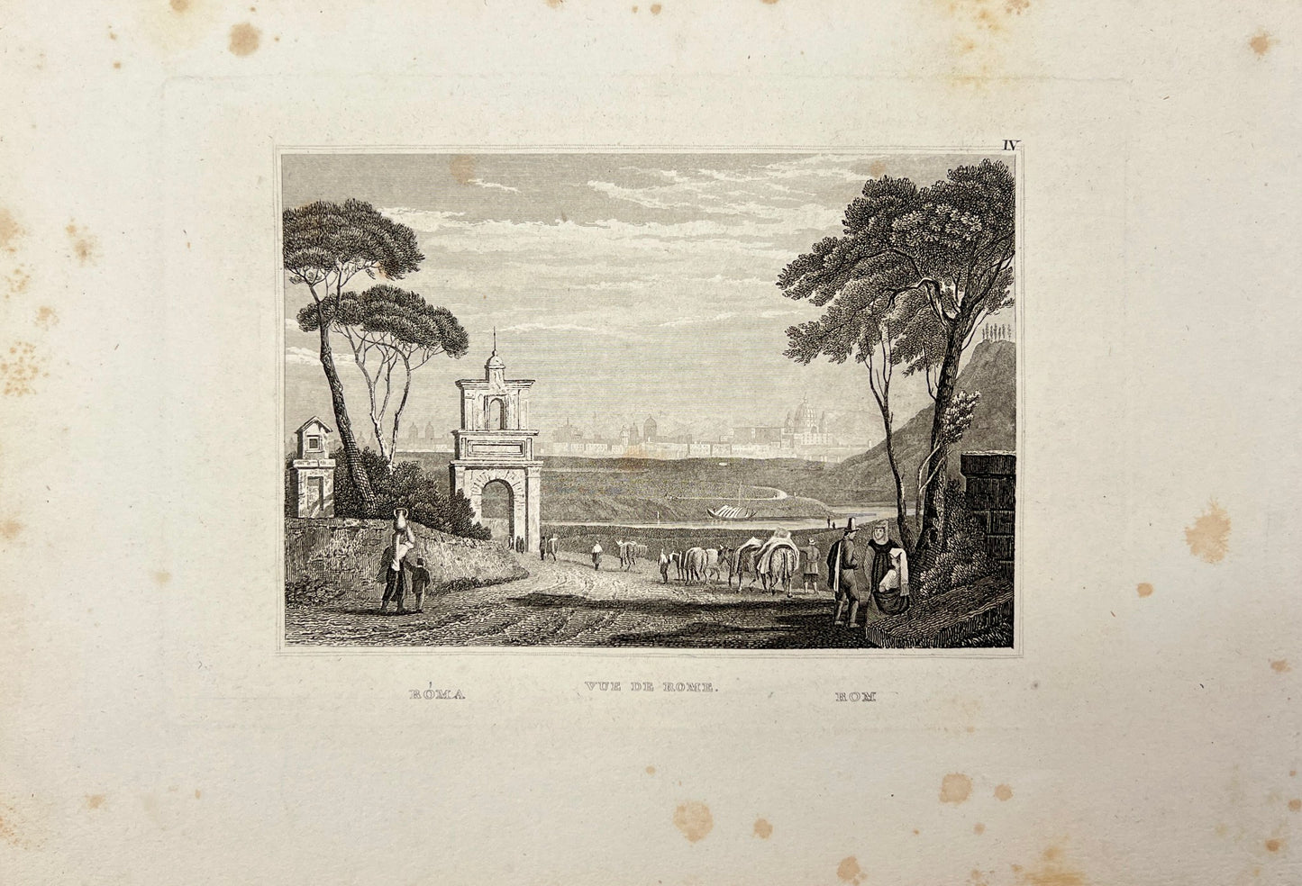 Original Antique Engraving - Carl Joseph Meyer - View of Rome - Italy - E5