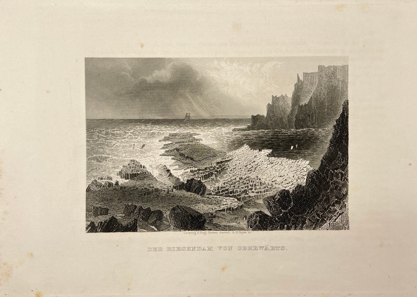 Antique Engraving - Meyer - View of Giant's Causeway - Northern Ireland - E5