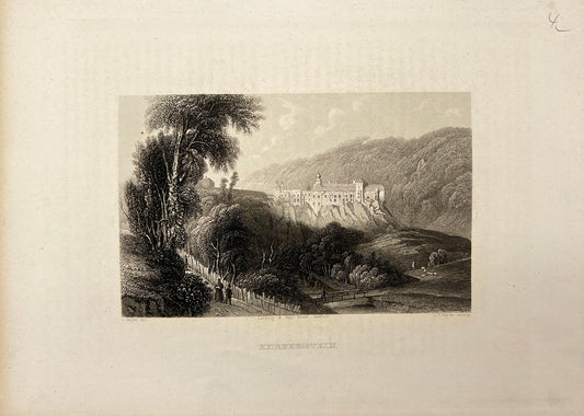 Original Antique Engraving - Meyer - View of Herberstein Castle in Austria - E5