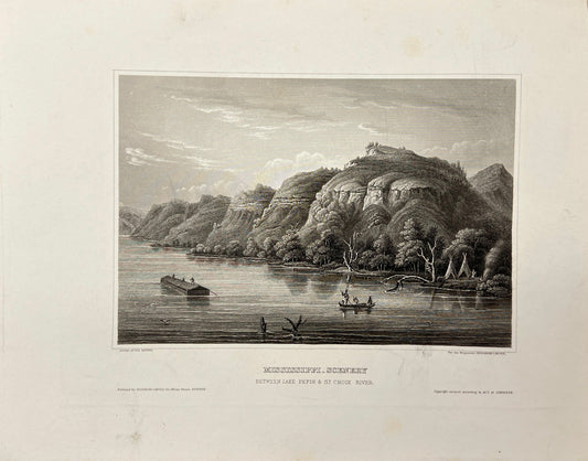 Original Antique Engraving - Carl Joseph Meyer - View of Mississippi - USA - E5