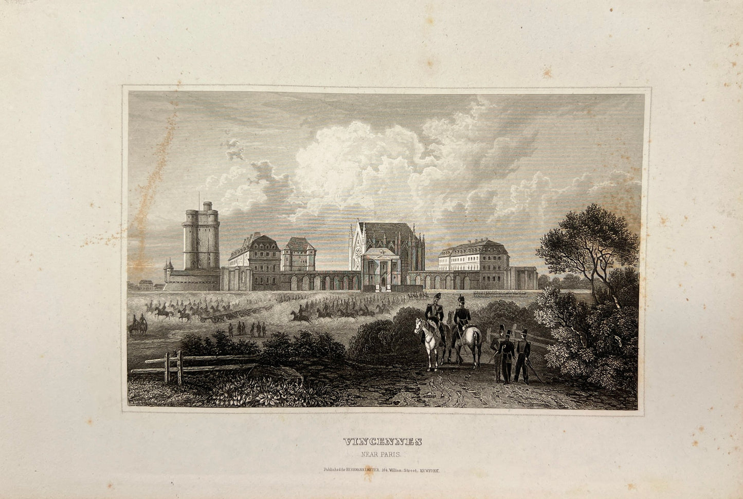 Original Antique Engraving - Carl Joseph Meyer - Vincennes Near Paris - E5