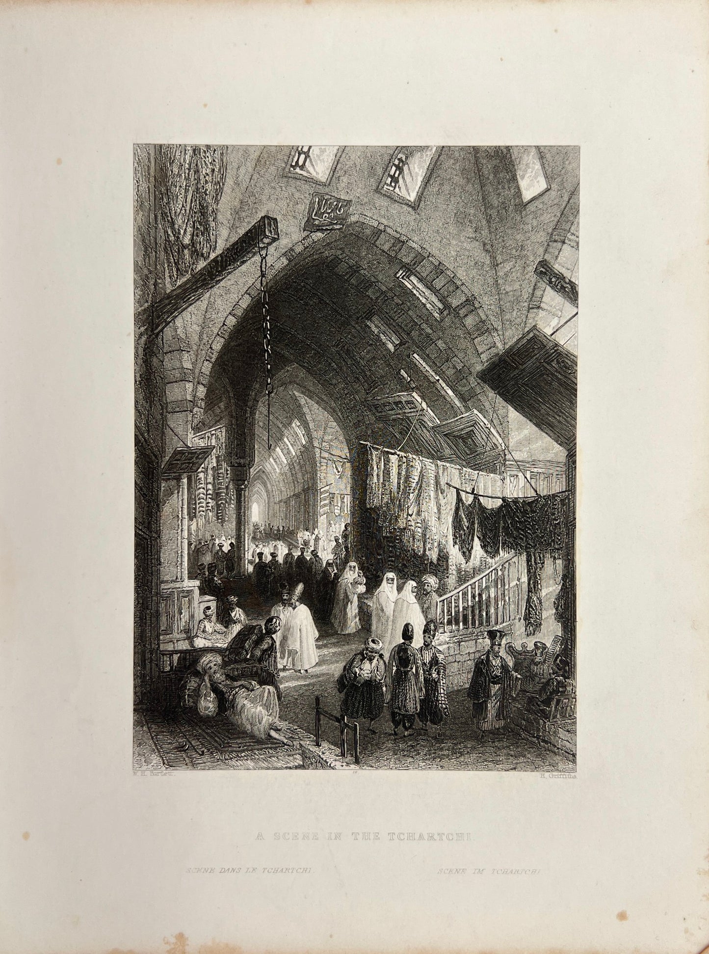 Antique Engraving - Carl Joseph Meyer - View of Grand Bazaar - Türkiye - E5