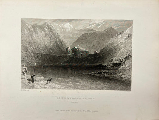 Antique Print - Carl Joseph Meyer - Hospice, Grand st Bernard - Switzerland - E5