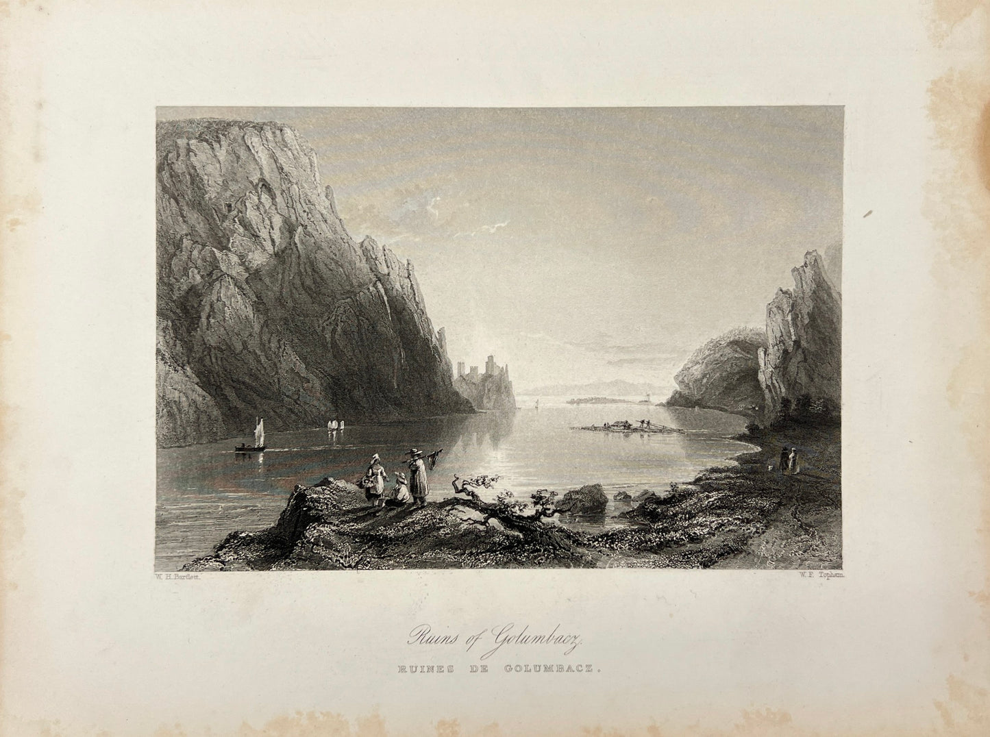 Original Antique Print - Carl Joseph Meyer - View of Ruins of Golumbacz - E5