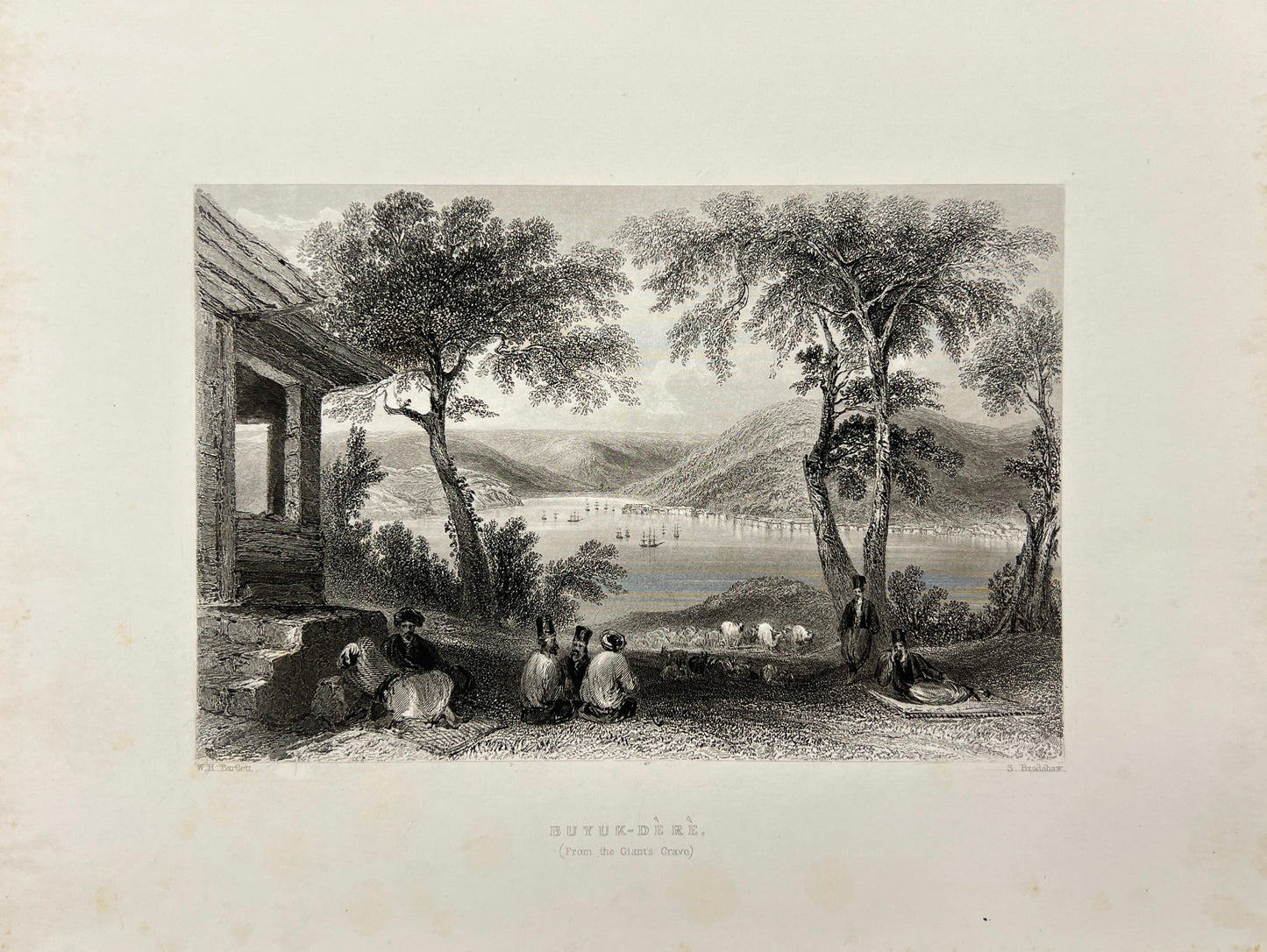 Antique Engraving - Meyer - View of Buyuk-Dere in Istanbul - Türkiye - E5