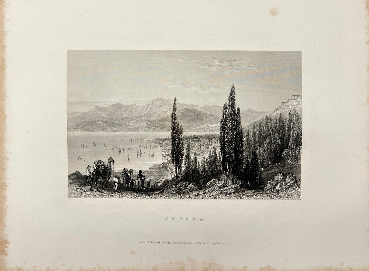 Antique Engraving - Carl Joseph Meyer - View of Smyrna - Türkiye - E5