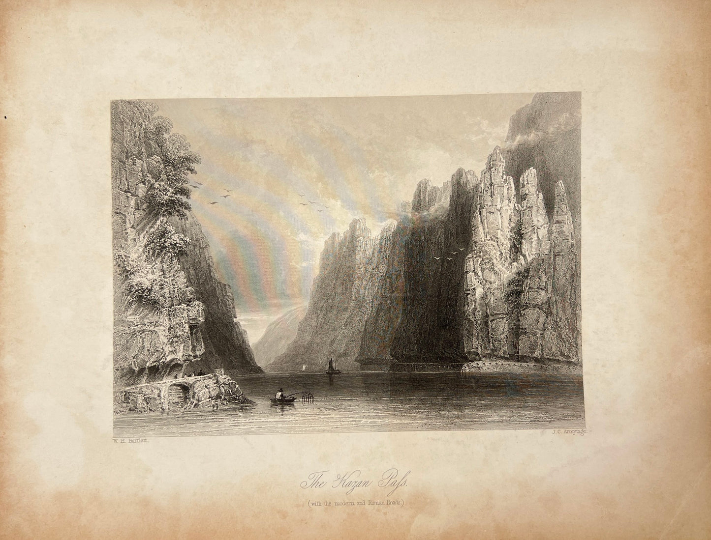 Original Antique Print - Carl Joseph Meyer - View of The Kazan Pass - E5