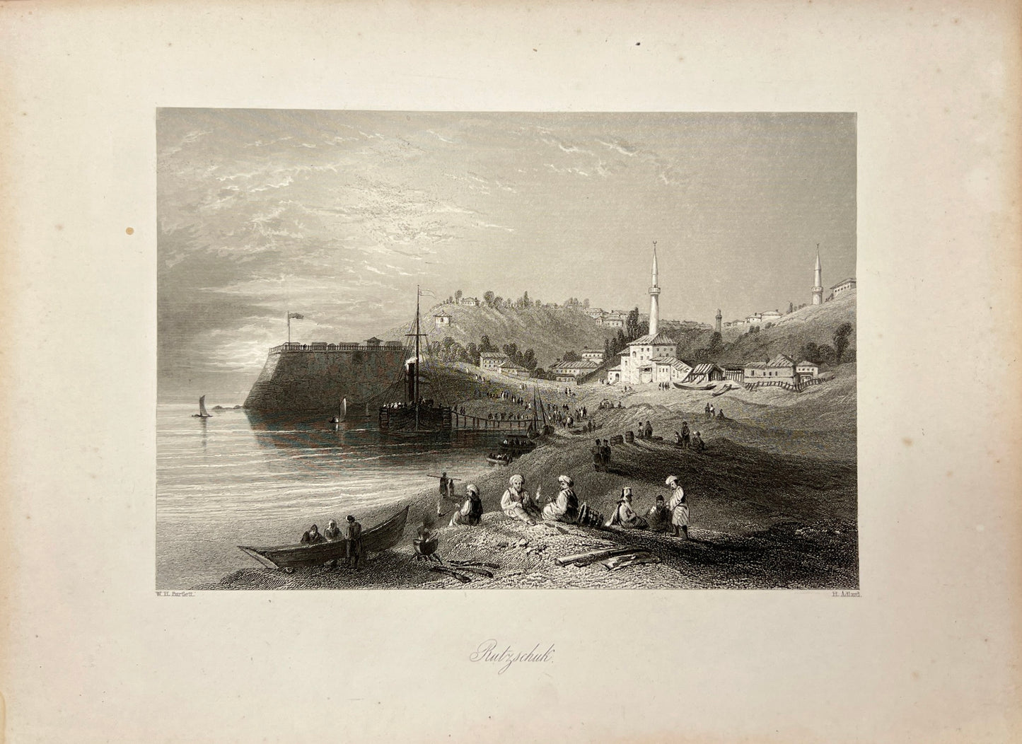 Original Antique Print - Carl Joseph Meyer - View of the Danube River - E5