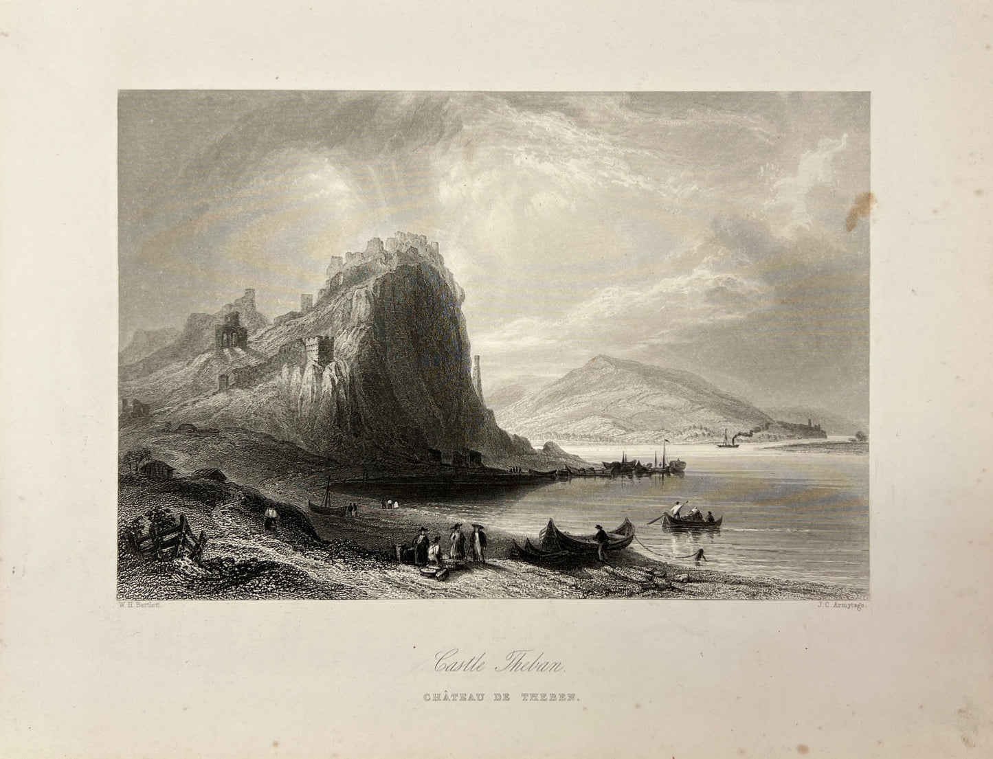 Original Antique Engraving - Carl Joseph Meyer - Castle Theban in Hungria - E5