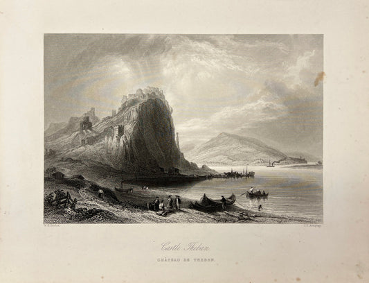 Original Antique Engraving - Carl Joseph Meyer - Castle Theban in Hungria - E5