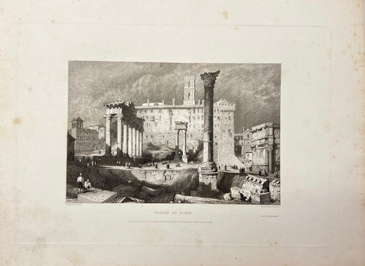 Original Antique Engraving - Carl Joseph Meyer - Roman Forum in Italy - E5