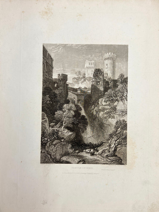 Original Antique Engraving - Carl Joseph Meyer - Castle of Nepi in Italy - E5