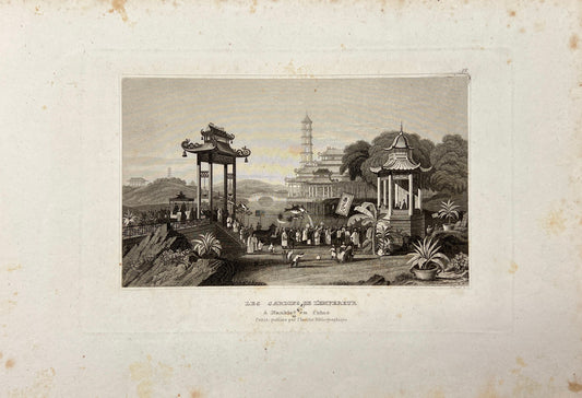 Original Antique Engraving - Carl Joseph Meyer - The Emperor's Gardens - E5