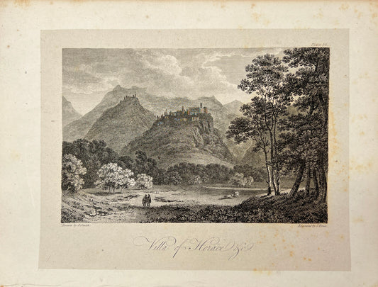 Original Antique Engraving - Carl Joseph Meyer - Villa of Horace - Rome - E5