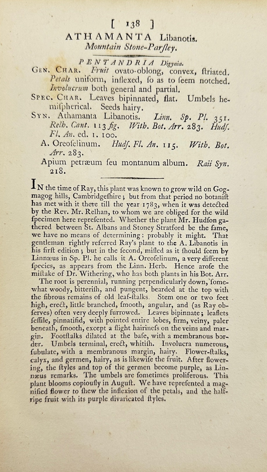 Antique Print - James Sowerby - Athamanta Libanotis - Mountain Caraway - F1