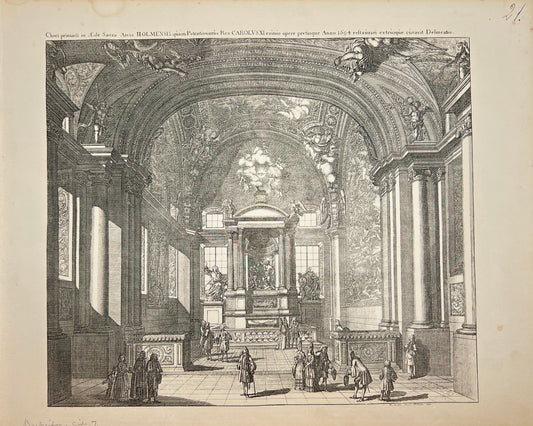 Antique Print - Erik Dahlberg - View of the Castle Church in Stockholm - E1