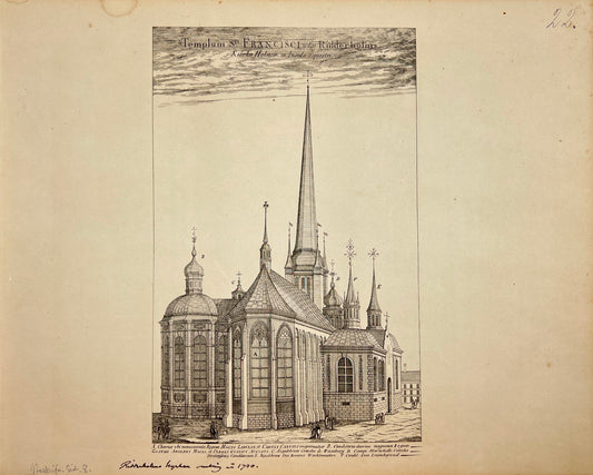 Antique Print - Erik Dahlberg - View of Riddarholmen Church in Stockholm - E1