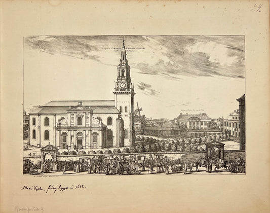 Antique Print - Erik Dahlberg - View of St. Mary Magdalene Church in Sweden - E1