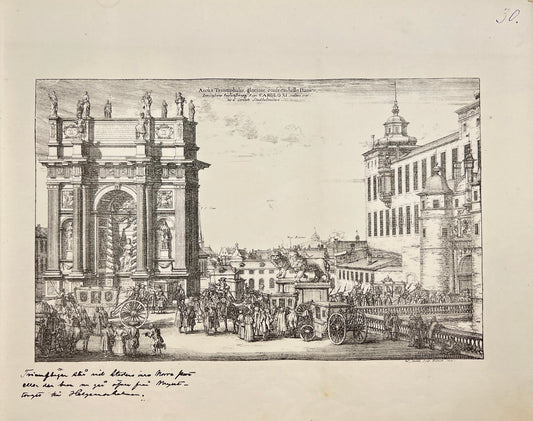 Antique Print - Erik Dahlberg - View of Queen Kristina's Triumphal Arch - E1