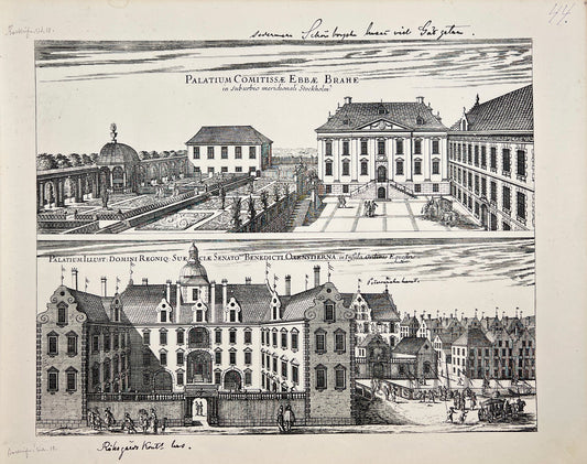 Antique Print - Erik Dahlberg - View of  Louis De Geers Palaces in Sweden - E1