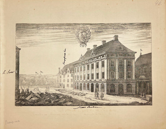 Antique Print - Erik Dahlberg - View of Louis De Geers Palaces in Sweden - E1