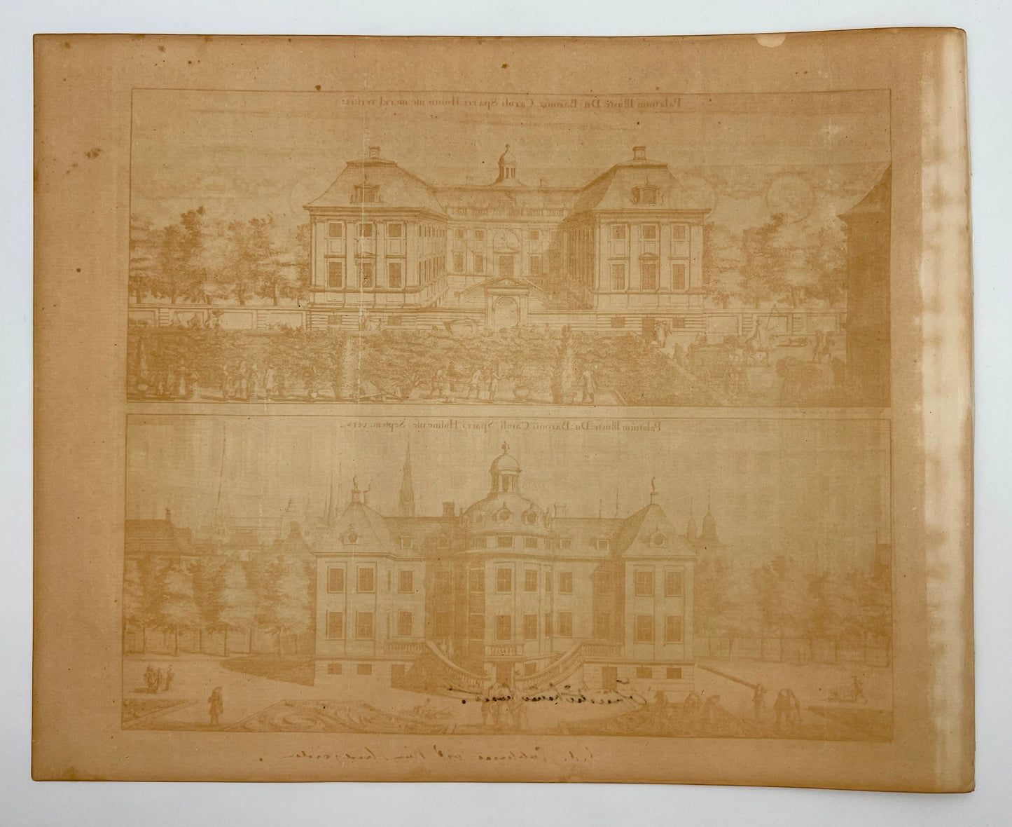 Original Antique Print - Erik Dahlberg - View of Tessin Palace - Sweden - E1