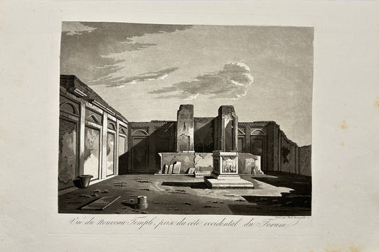 Original Antique Print - Paul Fumagalli - View Of The New Temple - Pompeii - F3