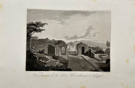 Original Antique Print - Antineuve View From Porta Herculaneum To Pompeii - F3