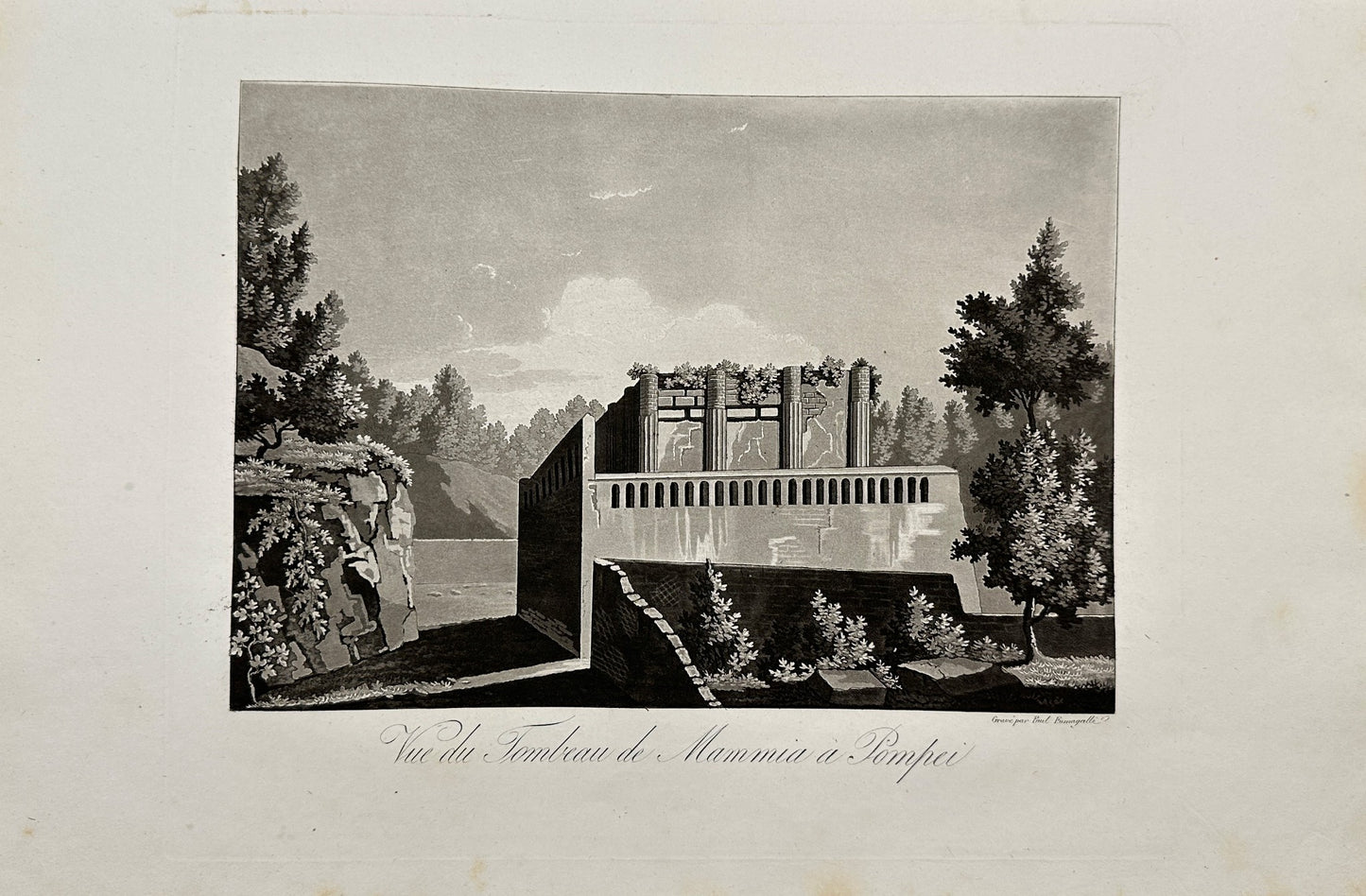 Antique Print - Paul Fumagalli - View Of The Tomb Of Mammia In Pompeii - F3
