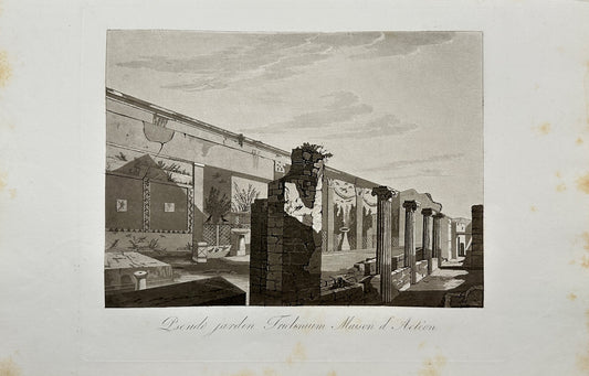 Original Antique Print - Pseudo Jardin Triclinium Maison D'Acteon - Pompeii - F3