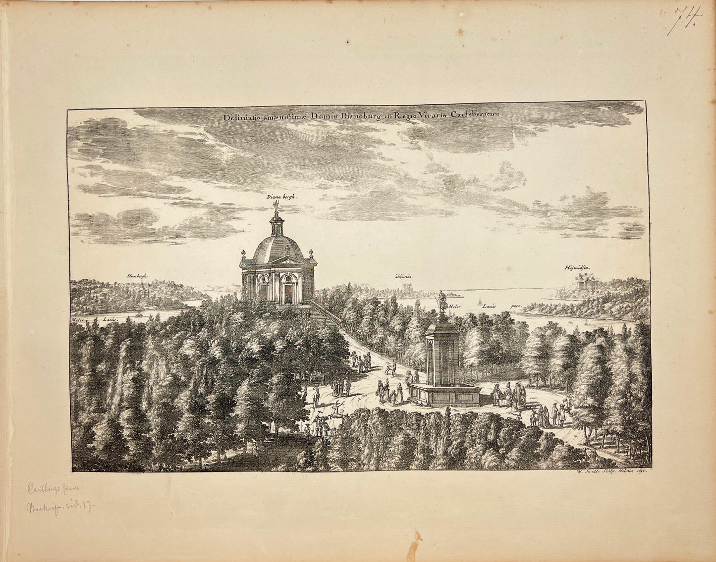 Original Antique Print - Erik Dahlberg - View of Karlberg Castle in Sweden - E1