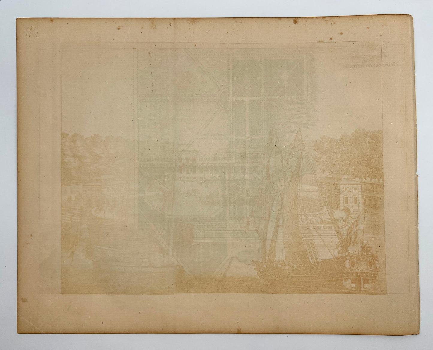 Original Antique Print - Erik Dahlberg - View of Drottningholm in Sweden - E1