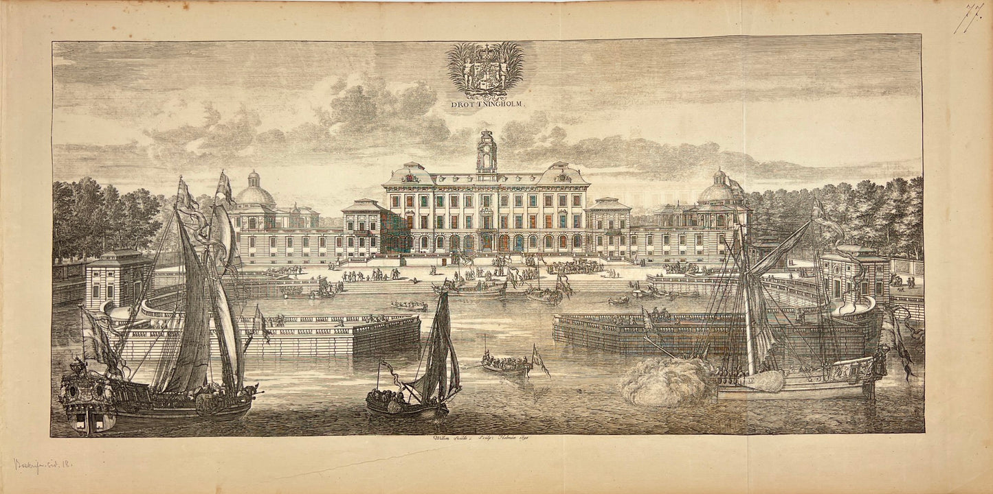 Antique Print - Erik Dahlberg - View of Drottningholm Castle in Sweden - E1