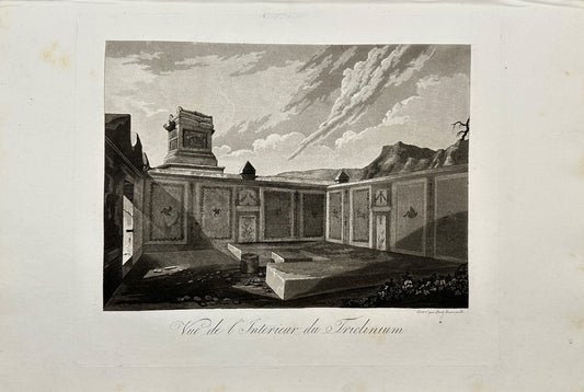 Antique Print - View Of The Interior Of The Triclinium - Pompeii - F3