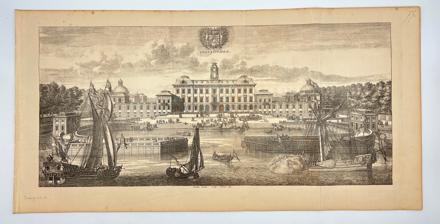 Antique Print - Erik Dahlberg - View of Drottningholm Castle in Sweden - E1