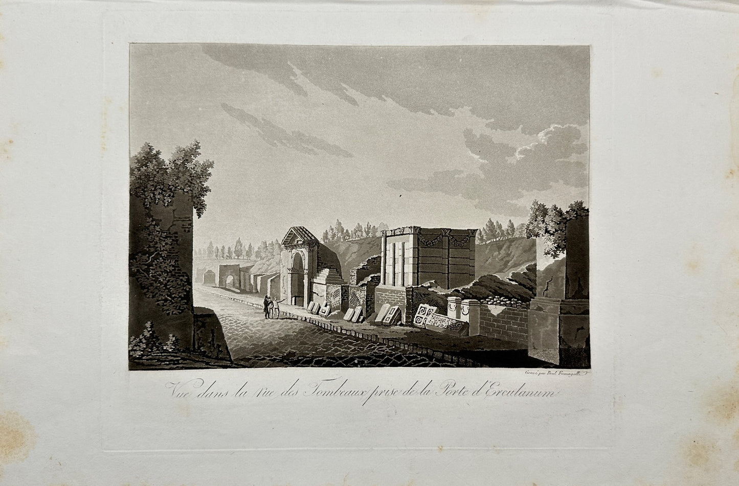 Antique Print - View Of The Tombs Near The Gate Of Herculaneum - Pompeii - F3