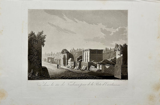 Antique Print - View Of The Tombs Near The Gate Of Herculaneum - Pompeii - F3