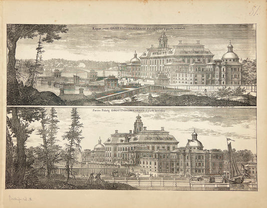 Antique Print - Erik Dahlberg - View of Drottningholm Castle in Stockholm - E1