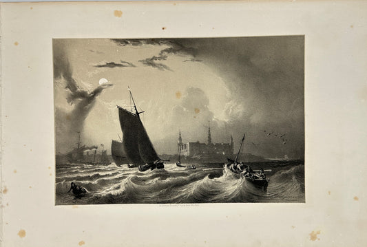 Antique Print - Carl Johan Billmark - View Of Storm At Sea  - Denmark - F3